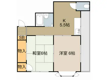 谷コーポ(2K/3階)の間取り写真