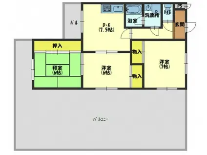 リバーサイド仁和寺(3DK/4階)の間取り写真