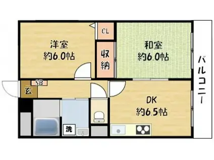 マドカⅡ(2DK/1階)の間取り写真