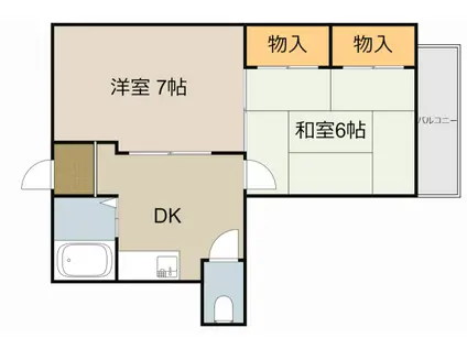 古川ビレッチ(2DK/4階)の間取り写真