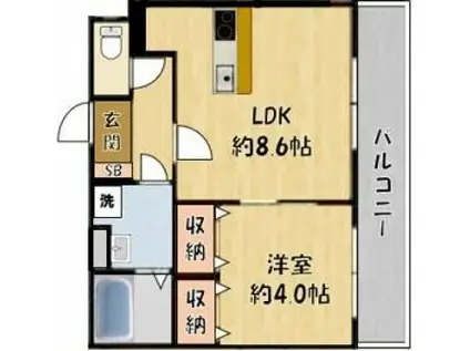 KTIレジデンス寝屋川(1LDK/3階)の間取り写真