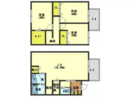 メゾンボヌールB棟(3LDK/1階)の間取り写真