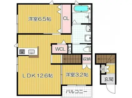 アンジュール・トミ(2LDK/2階)の間取り写真
