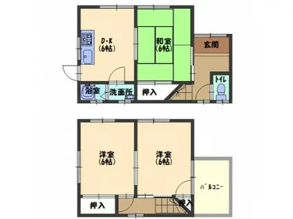 京阪電気鉄道京阪線 萱島駅 徒歩10分 2階建 築43年(3DK)の間取り写真