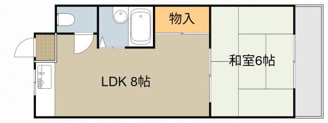 ウエストヒルズ御堂(1LDK/3階)の間取り写真