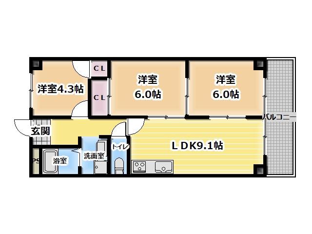PLUM CITY RESIDENCE NEYAGAWA(3LDK/4階)の間取り写真