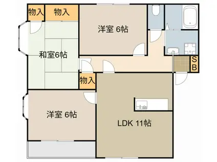クイーンズコートC棟(3LDK/1階)の間取り写真