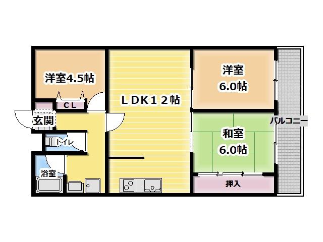 サニーコート山本(3LDK/2階)の間取り写真