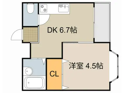 サンシャイン大池(1DK/2階)の間取り写真