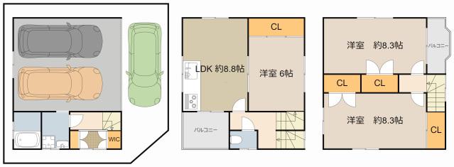 大阪市長堀鶴見緑地 門真南駅 徒歩19分 3階建 築32年(3LDK)の間取り写真