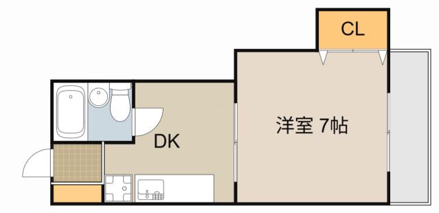 タウンプラザ東(1DK/3階)の間取り写真