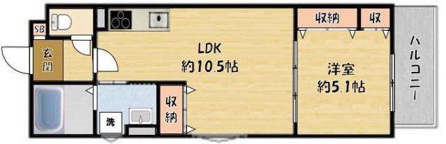 クリエオーレ三ツ島Ⅱ(1LDK/3階)の間取り写真