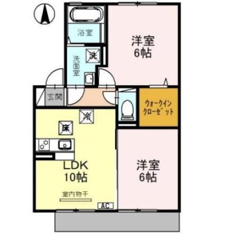 メゾン・アズールA棟(2LDK/1階)の間取り写真