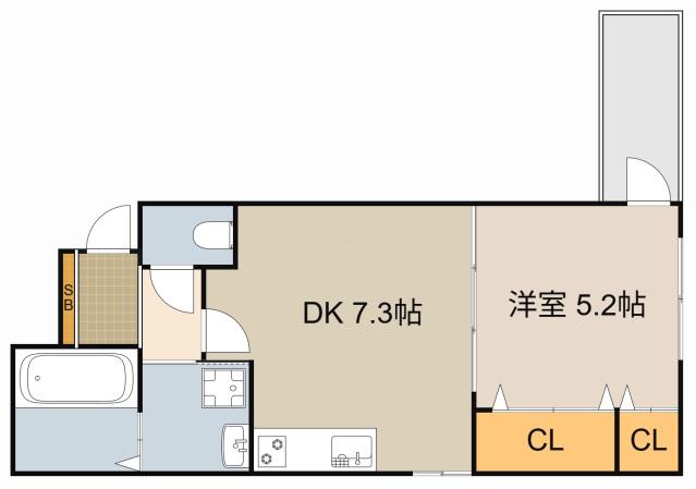フジパレス大日Ⅴ番館(1DK/1階)の間取り写真