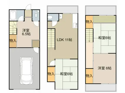 京阪電気鉄道京阪線 香里園駅 徒歩9分 3階建 築39年(3LDK)の間取り写真