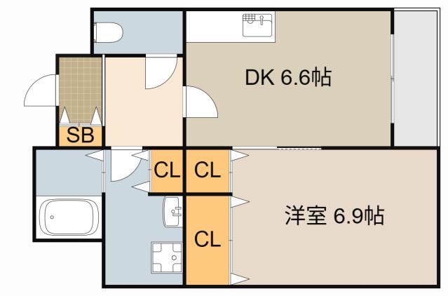 アバンザール香里園(1DK/1階)の間取り写真