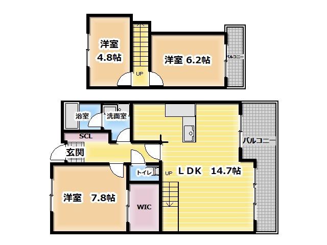 グランドフローラ(3LDK/5階)の間取り写真