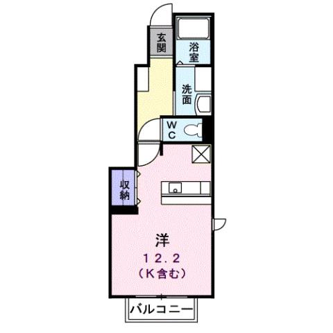 ローザ・アルベロB棟(ワンルーム/1階)の間取り写真