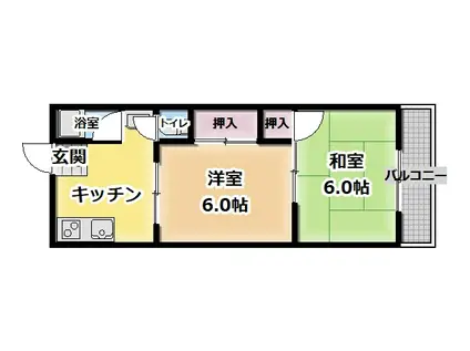 昌人ハイツ(2K/3階)の間取り写真