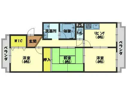 マーブルコート(3DK/1階)の間取り写真