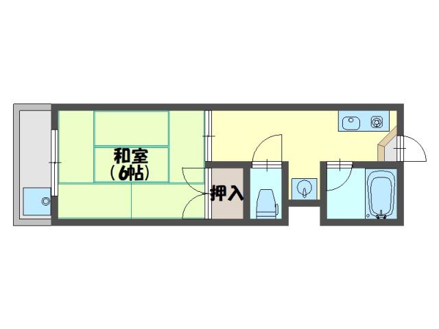 マンションからたち(1K/2階)の間取り写真