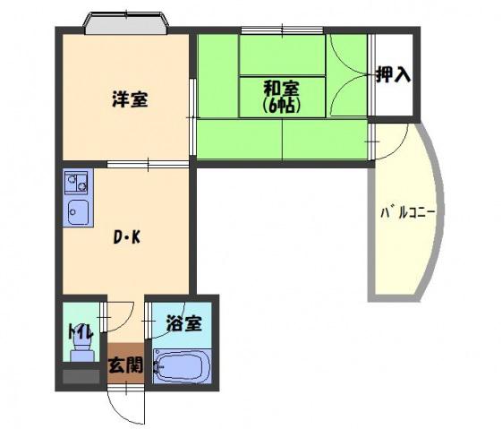メゾン南町(2DK/4階)の間取り写真