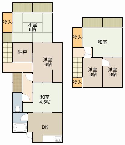 京阪電気鉄道京阪線 大和田駅(大阪) 徒歩3分 2階建 築46年(6DK)の間取り写真