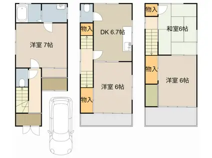 京阪電気鉄道京阪線 寝屋川市駅 徒歩10分 3階建 築45年(4DK)の間取り写真