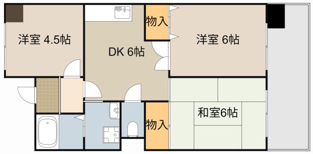 グランドヴィラ香里(3DK/9階)の間取り写真
