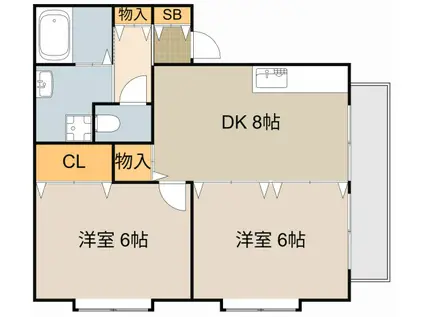 サニーハウス南(2DK/1階)の間取り写真
