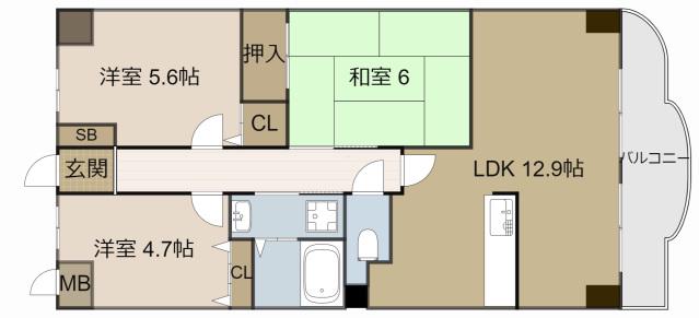 グランエスポワール(3LDK/4階)の間取り写真