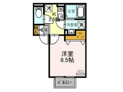 パセオ御堂町(1K/2階)の間取り写真