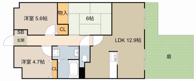グランエスポワール(3LDK/1階)の間取り写真