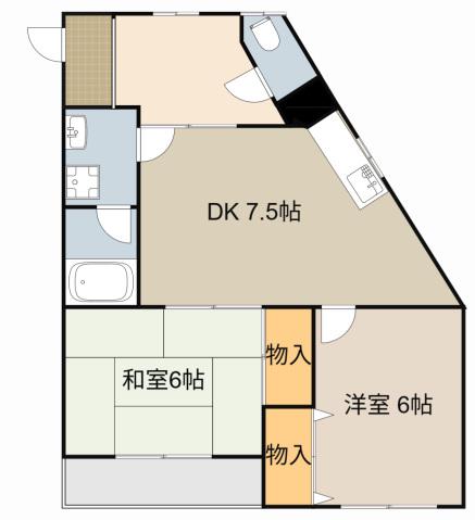 ソル・レベンテⅠ(2DK/2階)の間取り写真