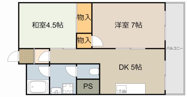 グロース寝屋川1(2DK/4階)の間取り写真