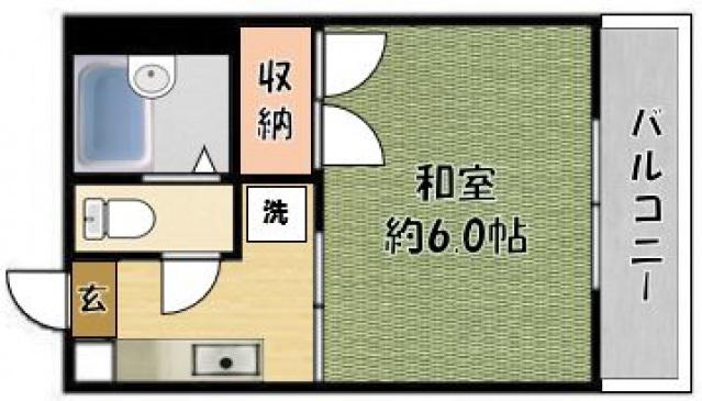 エスト香里(1K/2階)の間取り写真