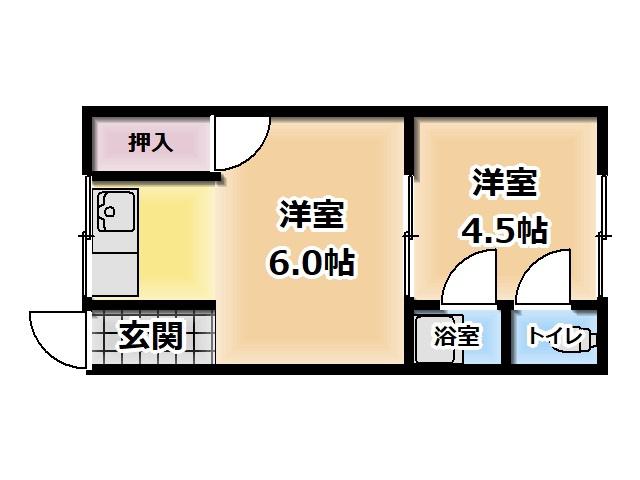 美保マンション(2K/3階)の間取り写真