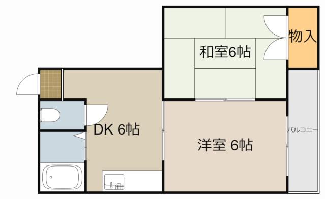 古川ビレッチ(2DK/4階)の間取り写真