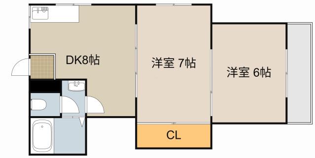 梶町マンション(2DK/3階)の間取り写真