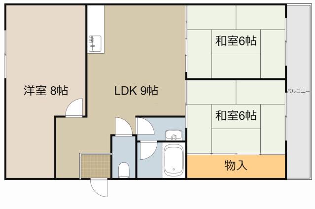 ファミール北畠(3LDK/2階)の間取り写真