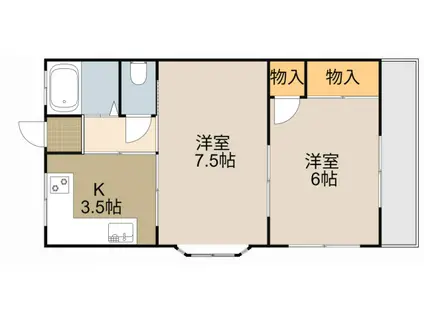 フェリシーダ石津(2K/2階)の間取り写真