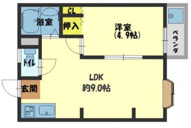 ペントハウス11(1LDK/4階)の間取り写真