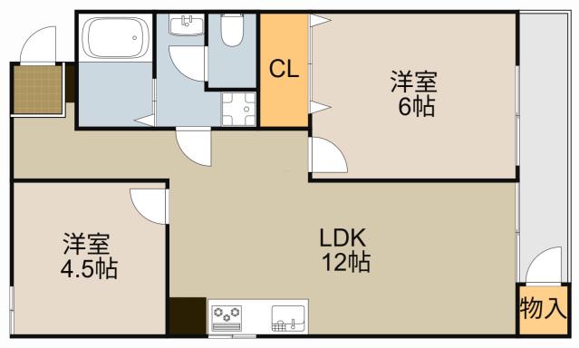コーポラス都Ⅱ(2LDK/5階)の間取り写真