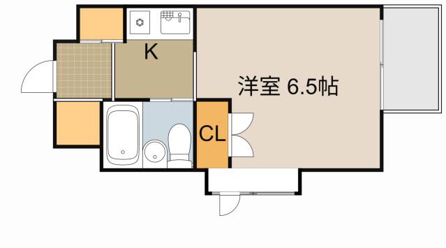 ジョイフル寝屋川(1K/3階)の間取り写真