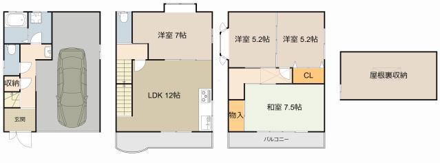 京阪電気鉄道京阪線 寝屋川市駅 徒歩5分 3階建 築28年(4LDK)の間取り写真