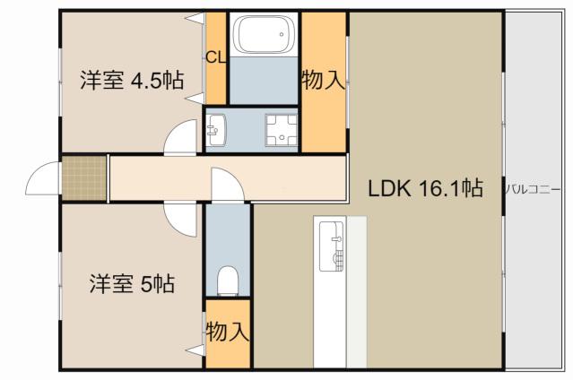 グレースコート香里園(2LDK/3階)の間取り写真