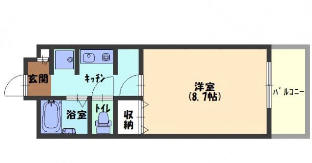 ビエンフェオークラⅡ(1K/4階)の間取り写真