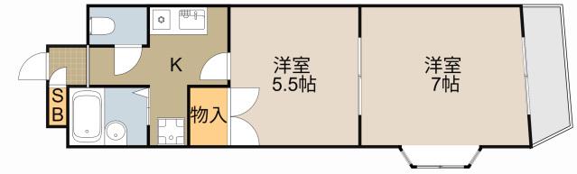 セブン南萱島B(2K/4階)の間取り写真