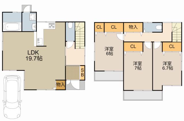 片町線 寝屋川公園駅 徒歩18分 2階建 新築(3LDK)の間取り写真