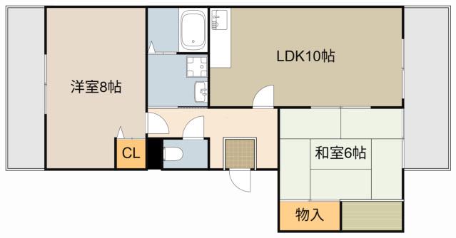 ヴィラヴェールB(2LDK/3階)の間取り写真